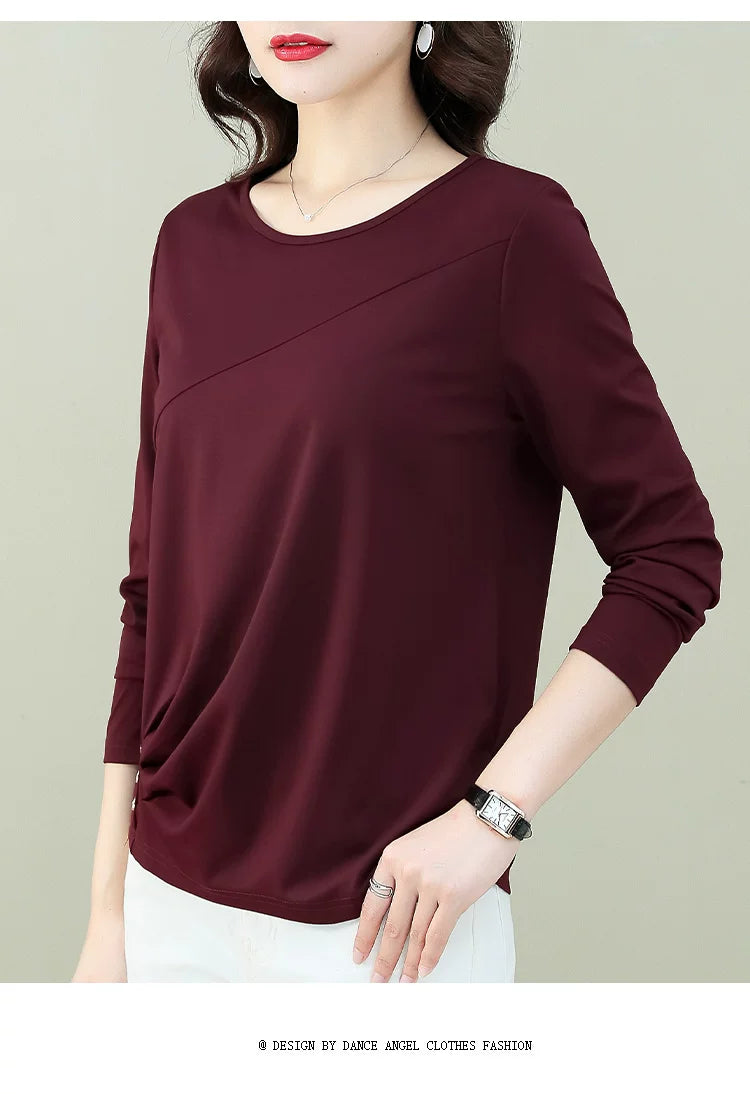 Modal-Blend Top with Asymmetrical Seam & Side Buttons
