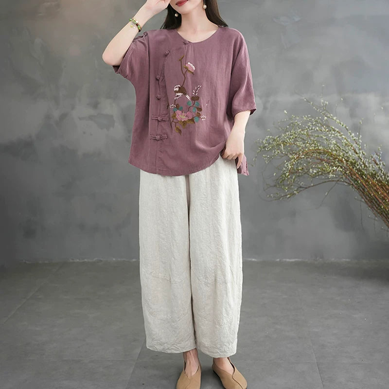 Relaxed Textured Two-Piece Set in Neutral Tones