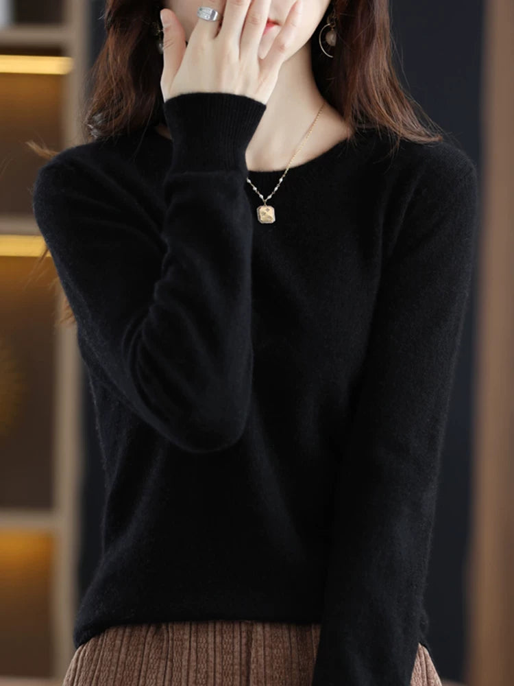 Solid Color Round Neck Simple Relaxed Soft Knit Top