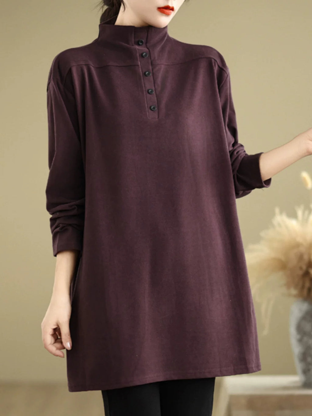 Relaxed Stand Collar Tunic
