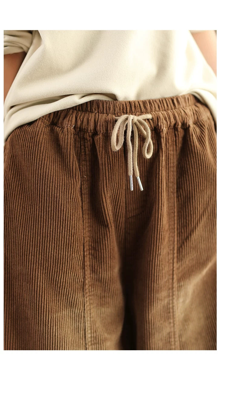 100% Cotton Corduroy Balloon-Leg Pants