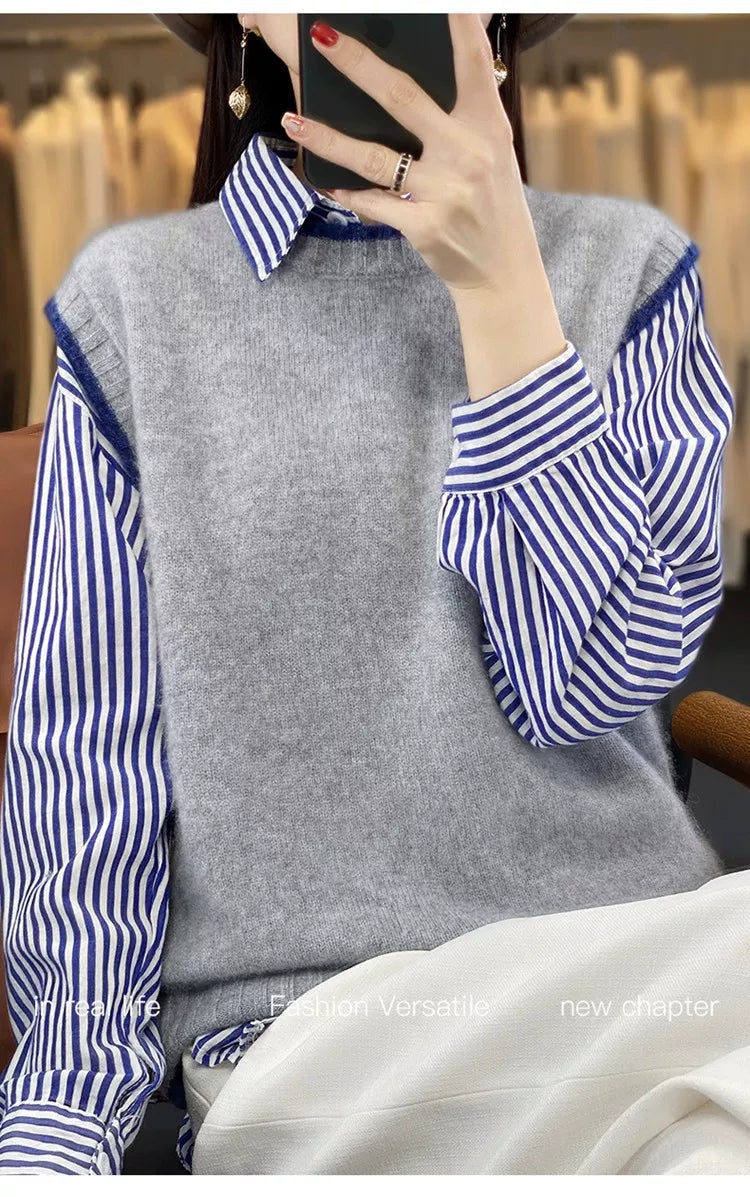 Relaxed Knit Vest with Contrast Trim