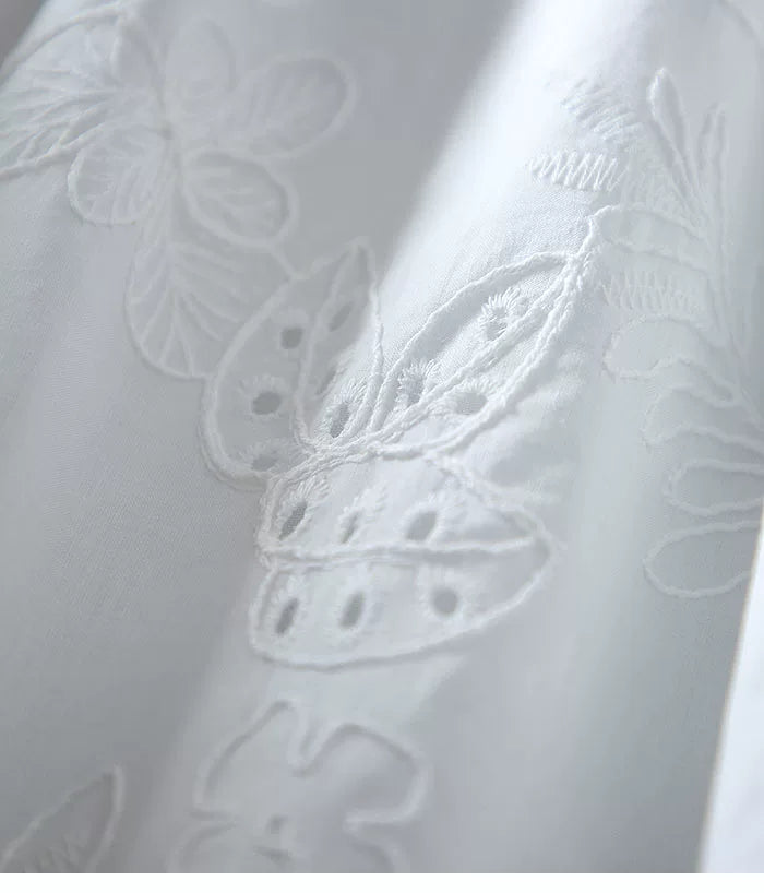 100% Cotton Top with Eyelet Embroidery & Lace Trim