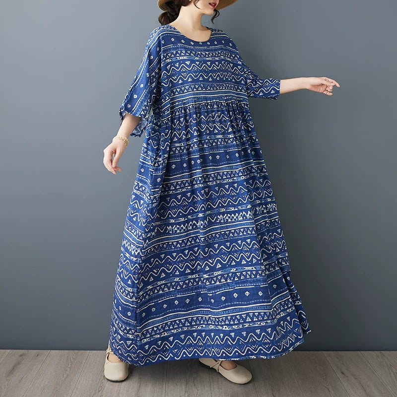 Blue Stripe Relaxed Fit Summer Dress