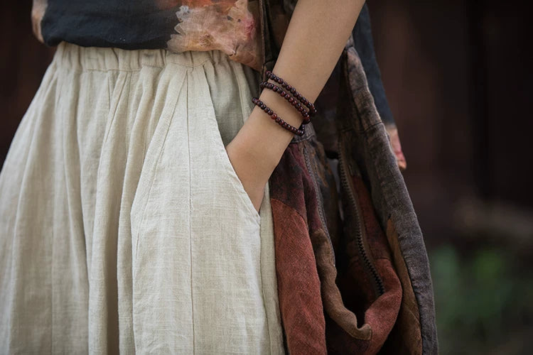Balloon-Leg Pants in Linen-Look Textured Fabric