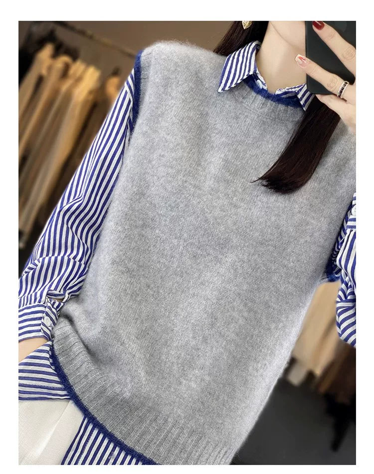 Relaxed Knit Vest with Contrast Trim