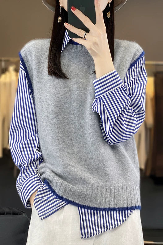 Relaxed Knit Vest with Contrast Trim