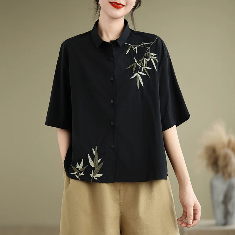 Embroidered Half Sleeve Shirt with Standard Collar