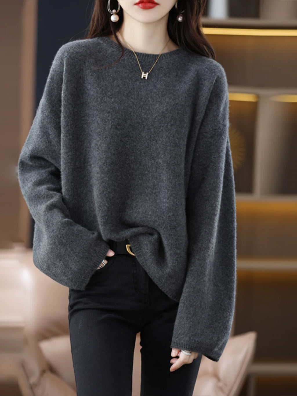 Oversized Drop-Shoulder Sweater in Soft Knit