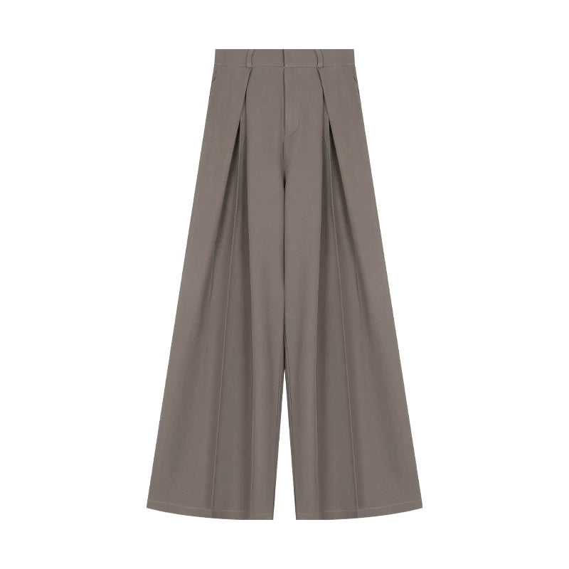 High-Waisted Wide-Leg Pants with Structured Pleats
