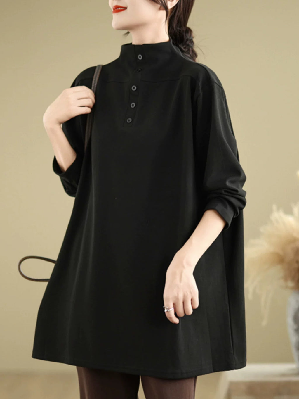 Relaxed Stand Collar Tunic