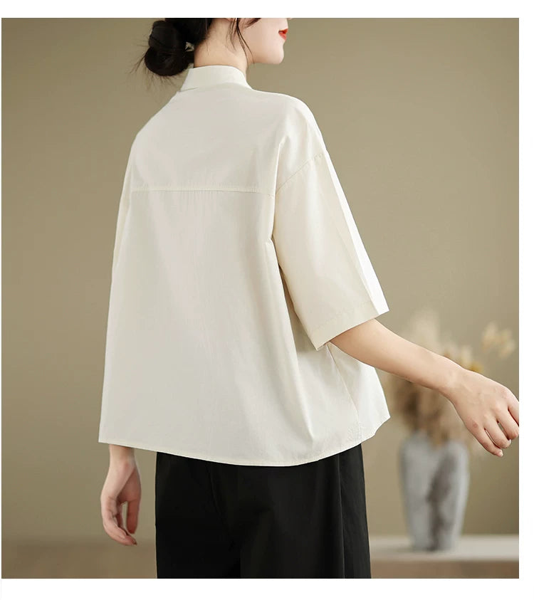 Embroidered Half Sleeve Shirt with Standard Collar