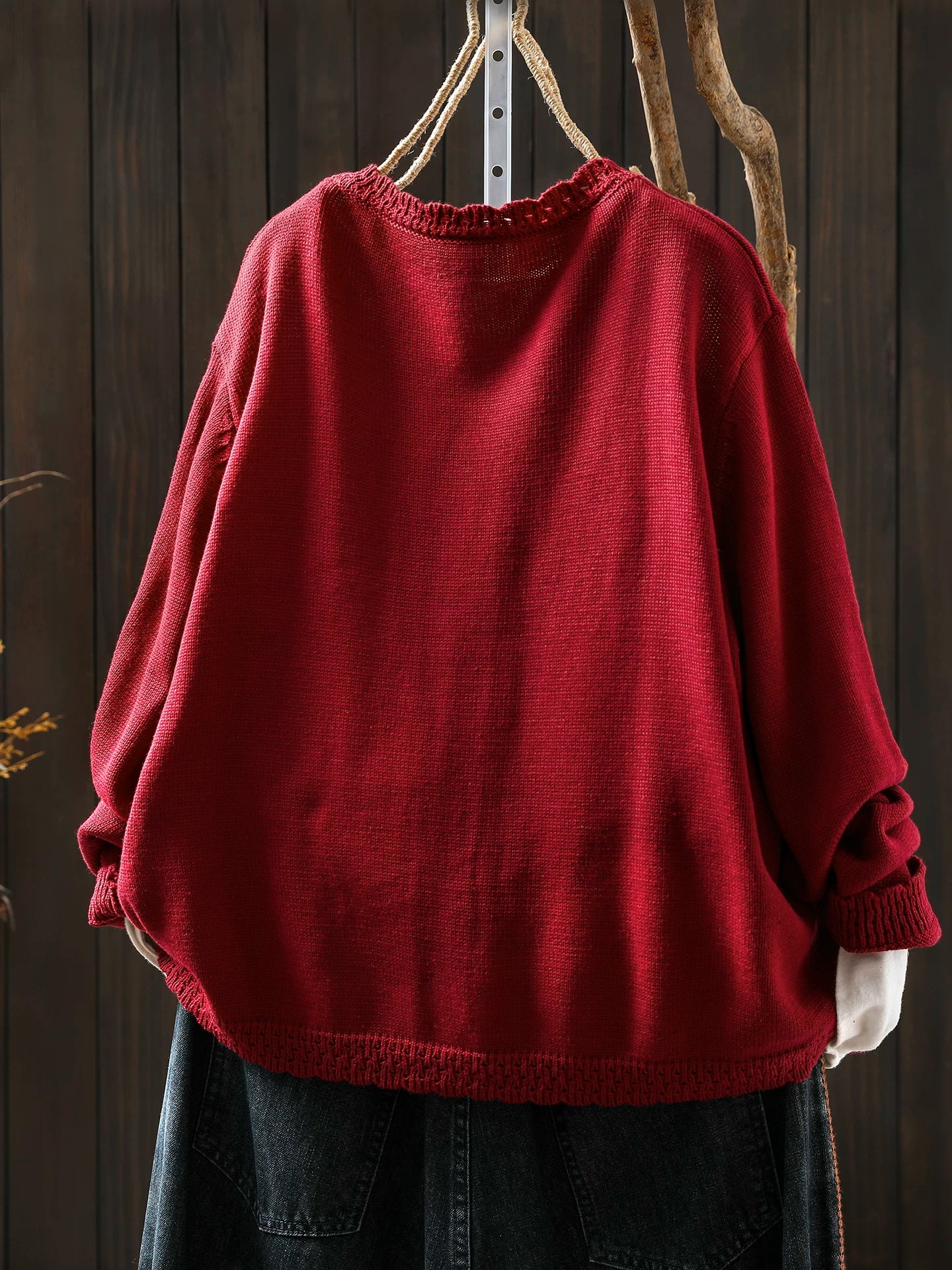 Soft Knit Cardigan with Openwork Panels & Ruffles
