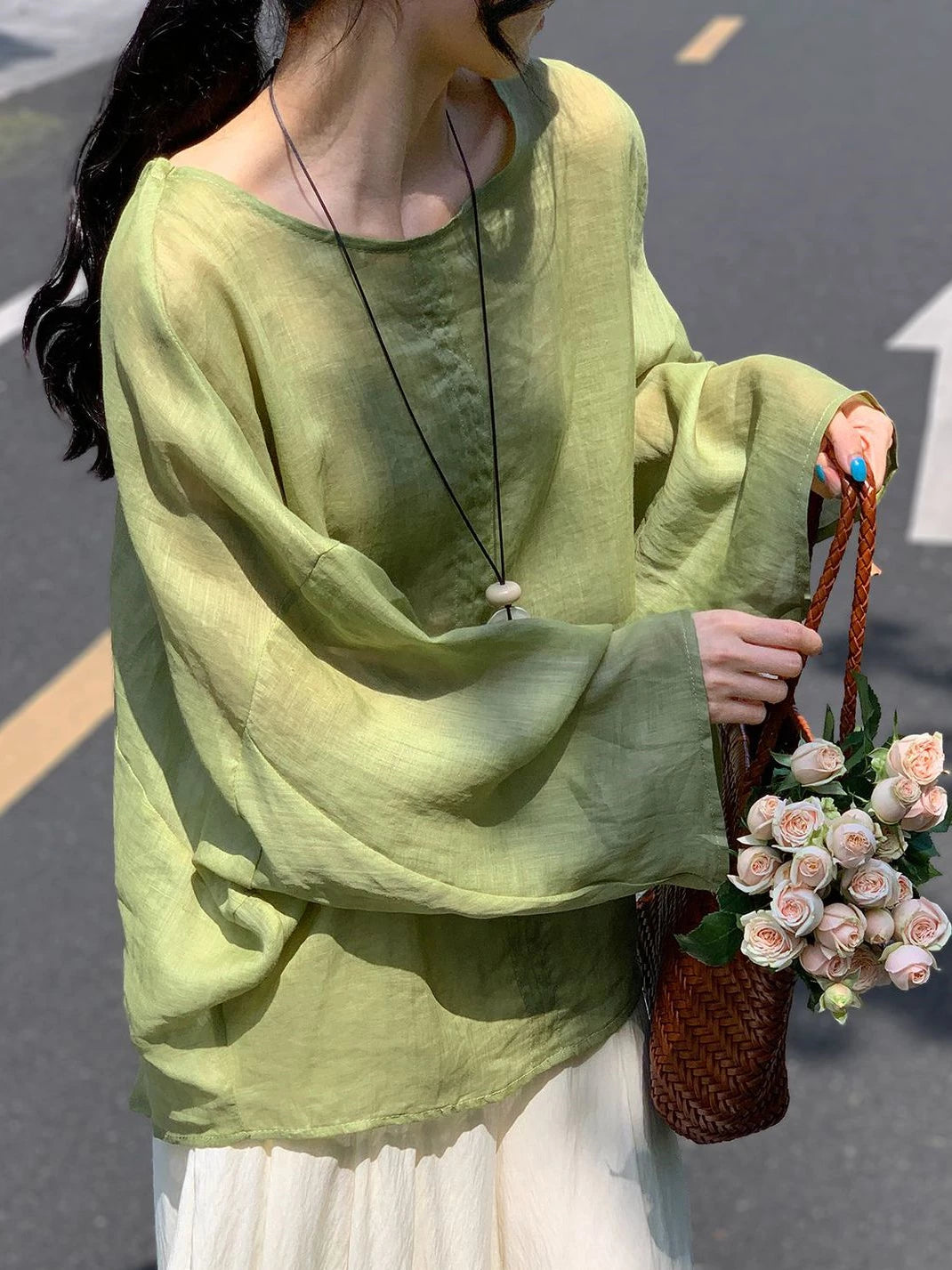 100苎麻长袖衬衫女2026年夏季新款法式高级感防晒衫罩衫气质上衣