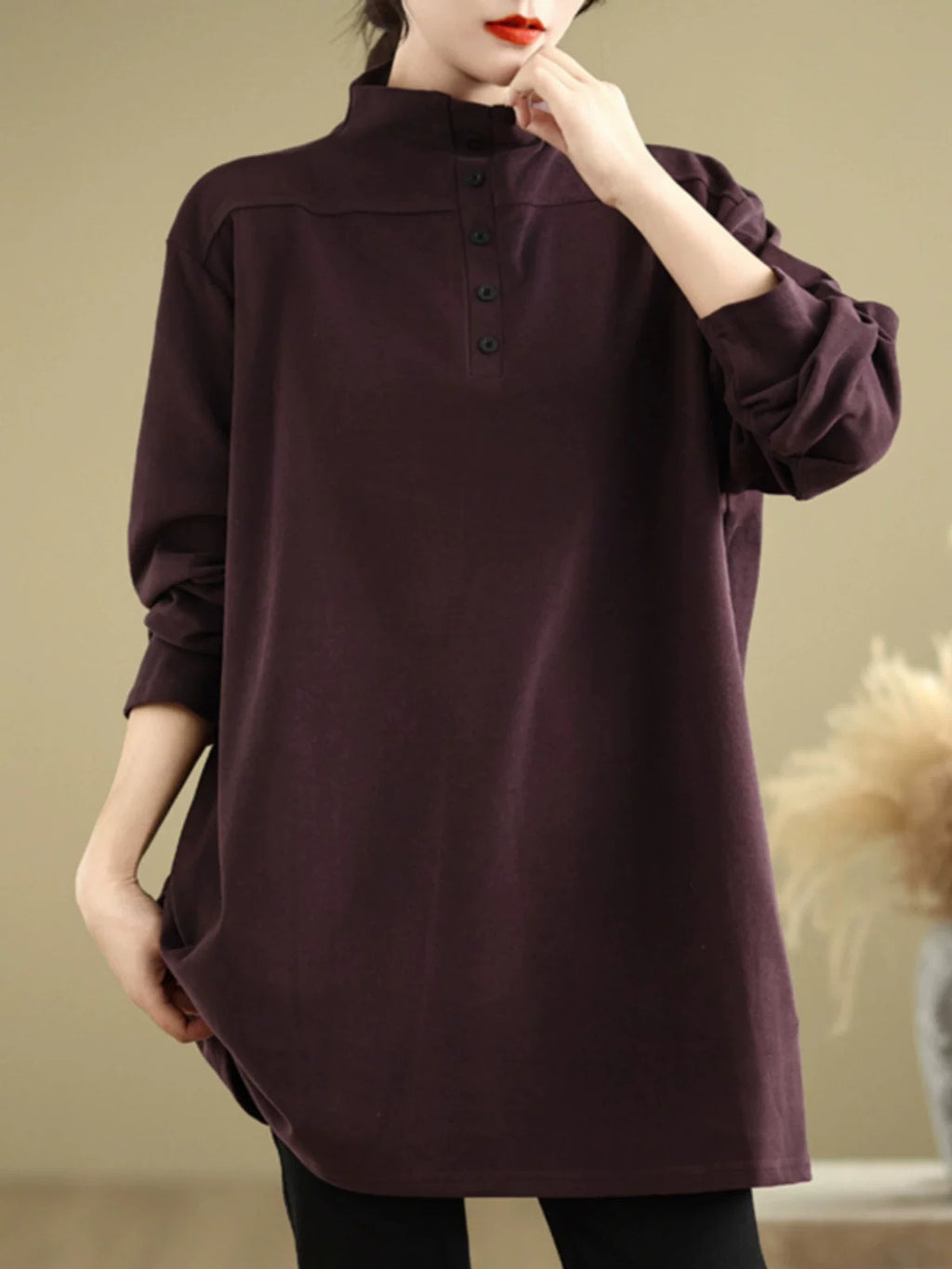 Relaxed Stand Collar Tunic