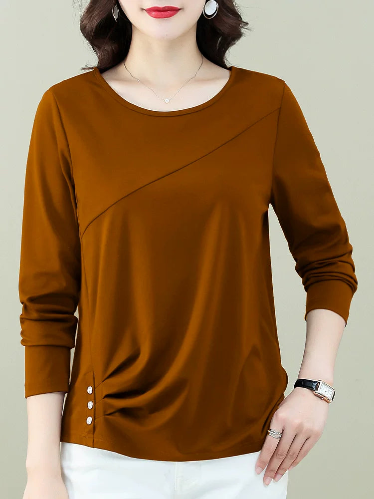 Modal-Blend Top with Asymmetrical Seam & Side Buttons