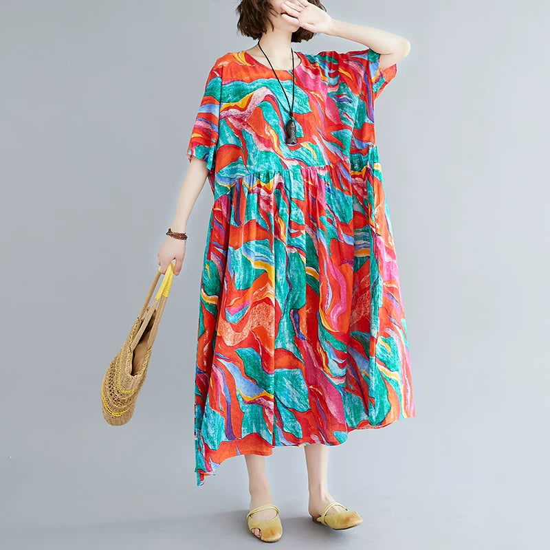 Relaxed Fit Red Midi Dress – Modest & Comfortable