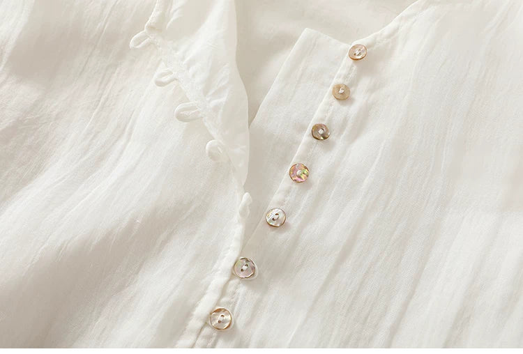 Embroidered Three Quarter Sleeve V-Neck Blouse