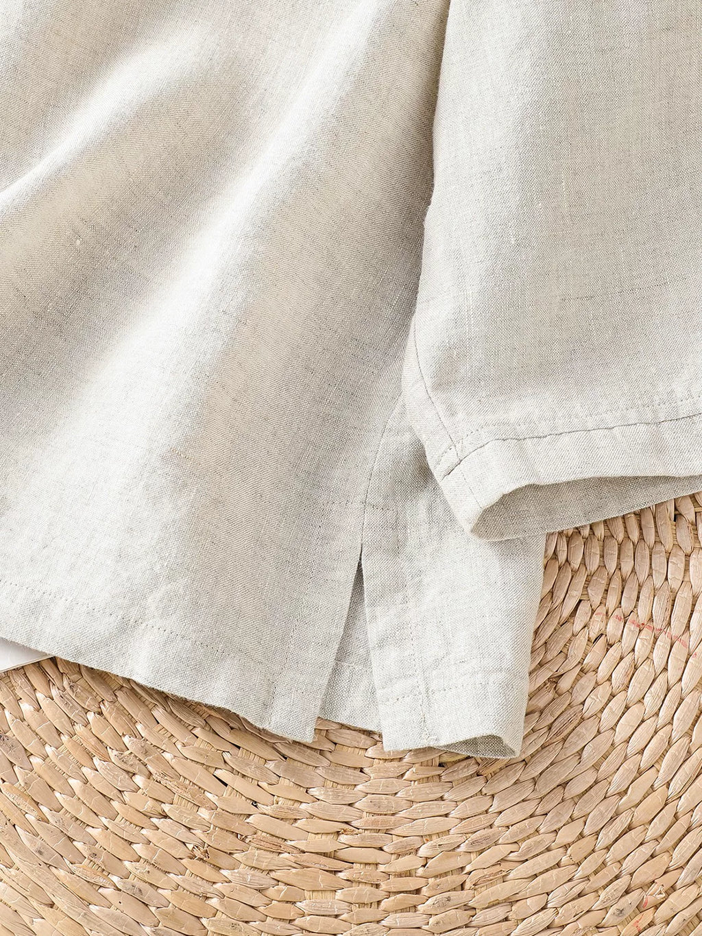 Embroidered Cotton Linen Three Quarter Sleeve Shirt