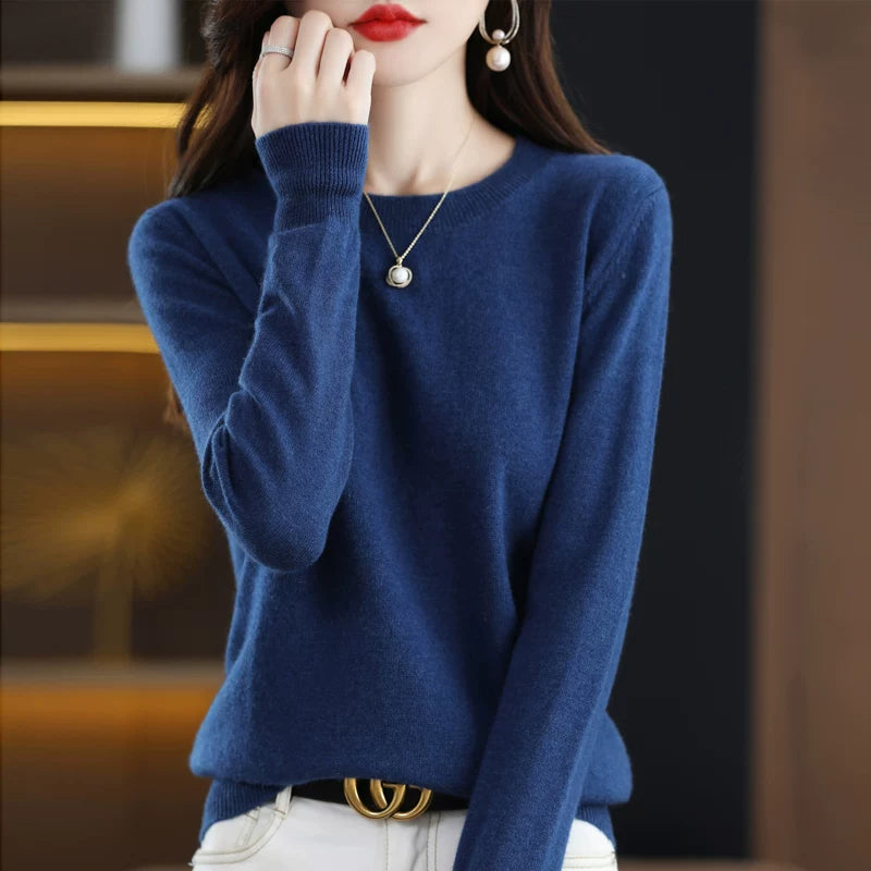 Solid Color Round Neck Simple Relaxed Soft Knit Top