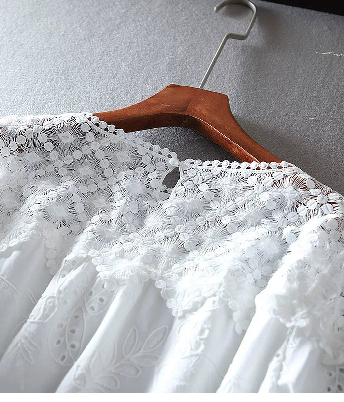 100% Cotton Top with Eyelet Embroidery & Lace Trim