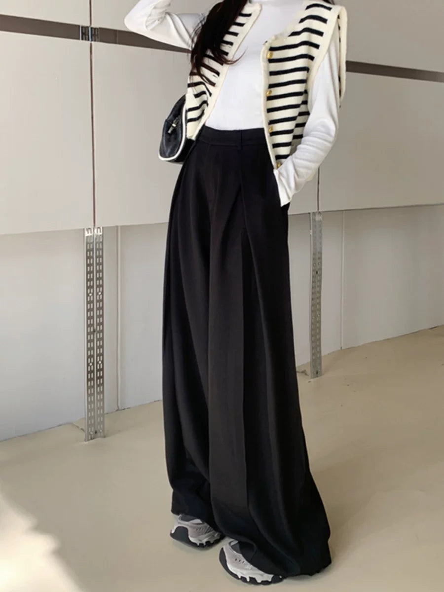 High-Waisted Wide-Leg Pants with Structured Pleats