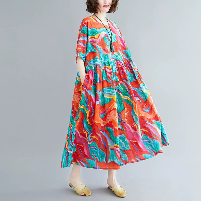 Relaxed Fit Red Midi Dress – Modest & Comfortable