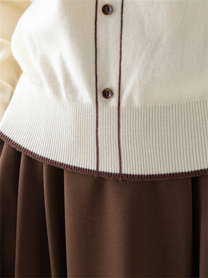 Suéter de punto con cuello babydoll color albaricoque