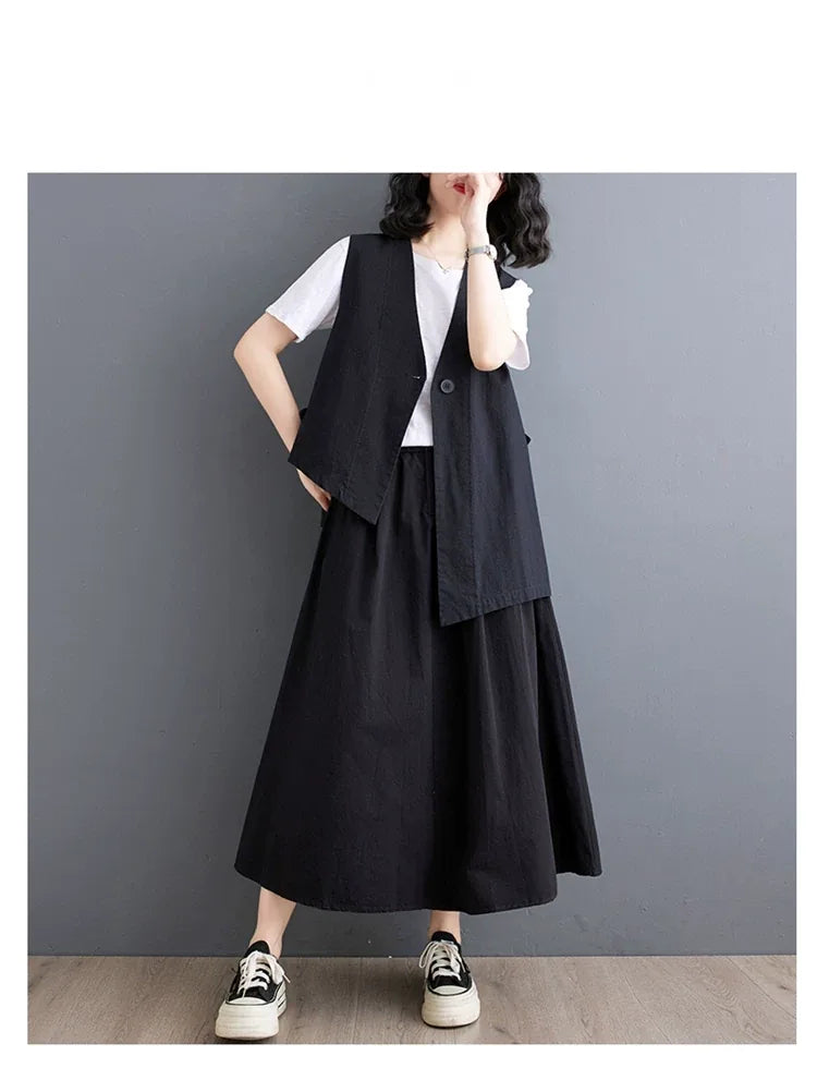 Asymmetrical Front Button Vest with High-Low Hem