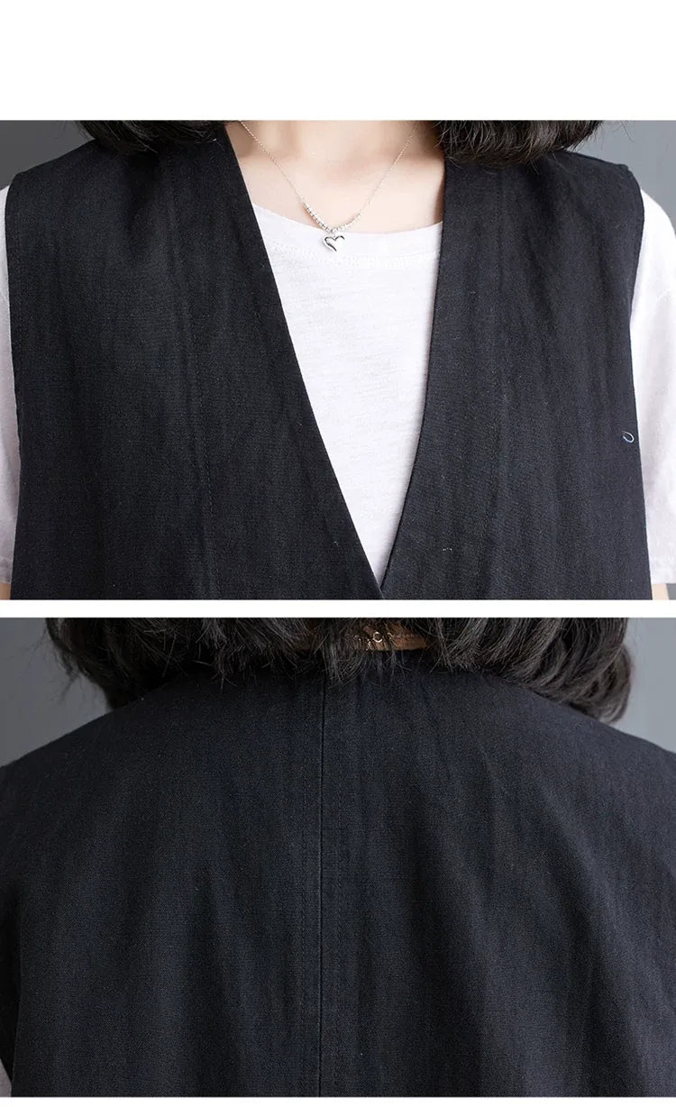 Asymmetrical Front Button Vest with High-Low Hem