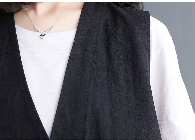 Asymmetrical Front Button Vest with High-Low Hem