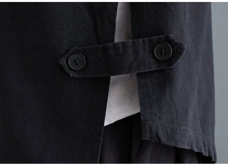 Asymmetrical Front Button Vest with High-Low Hem