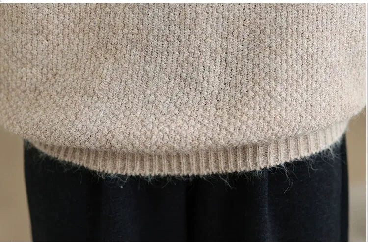 Asymmetrical Open-Knit Shoulder Fuzzy Pullover Sweater