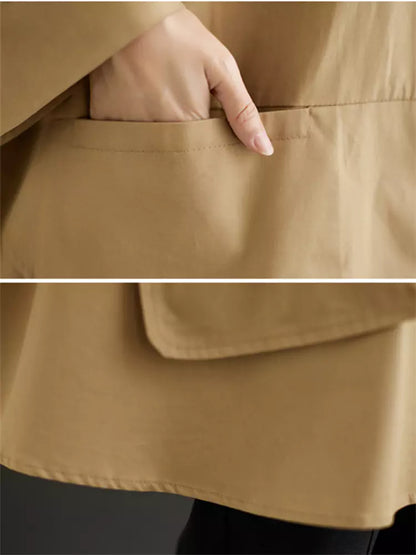 Schicker, lockerer Kapuzenmantel mit Knopfleiste und großer Tasche