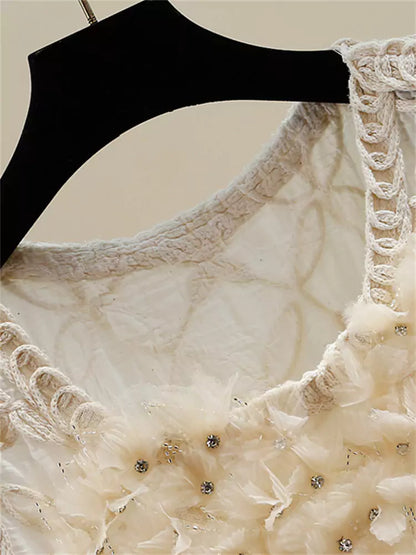 Beaded and Rhinestone Embellished Vest with Irregular Fringe