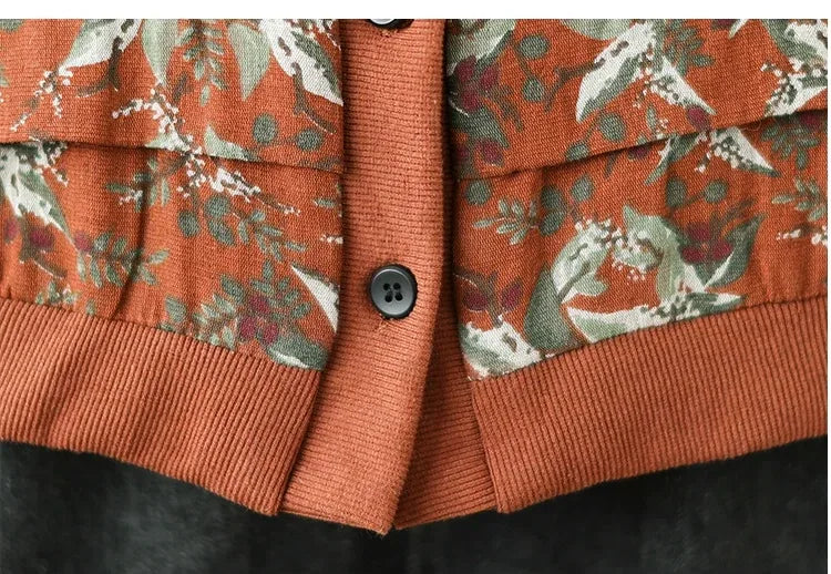 Bird Print Padded Baseball Jacket with Quilted Lining