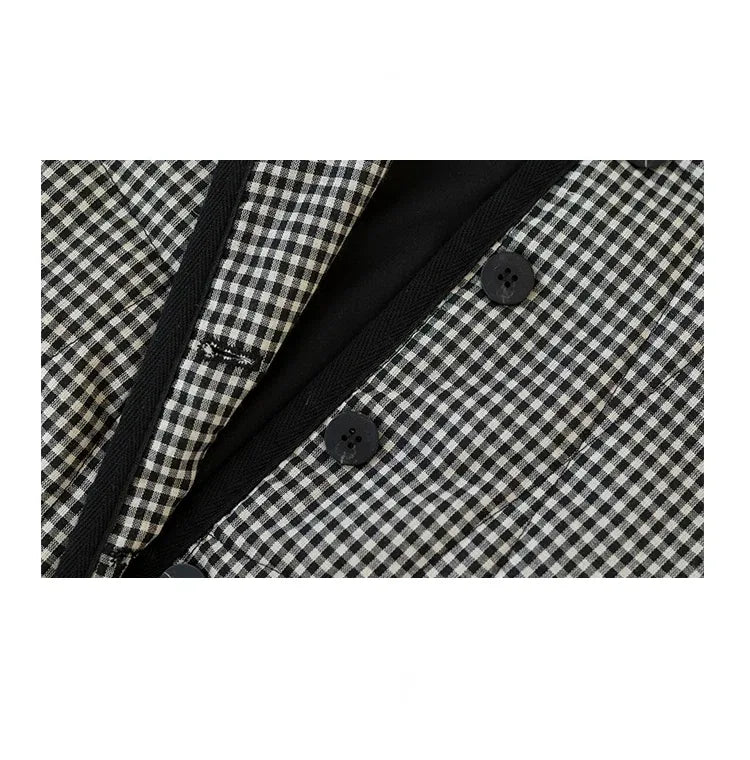 Black and White Check Quilted Padded Jacket