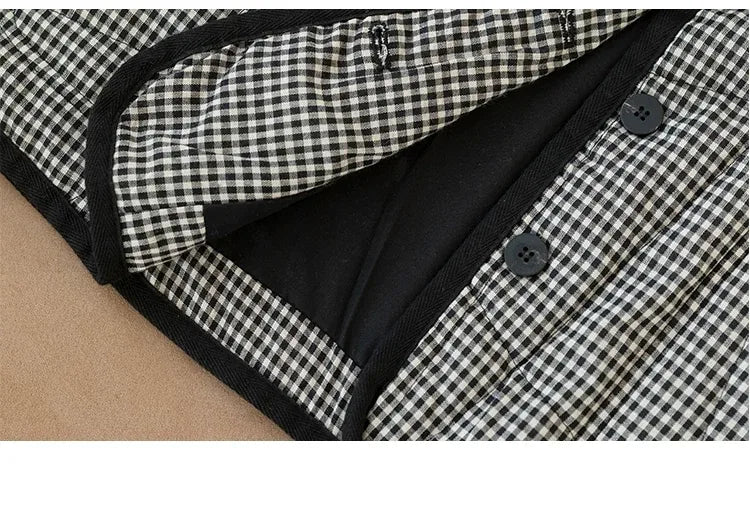 Black and White Check Quilted Padded Jacket