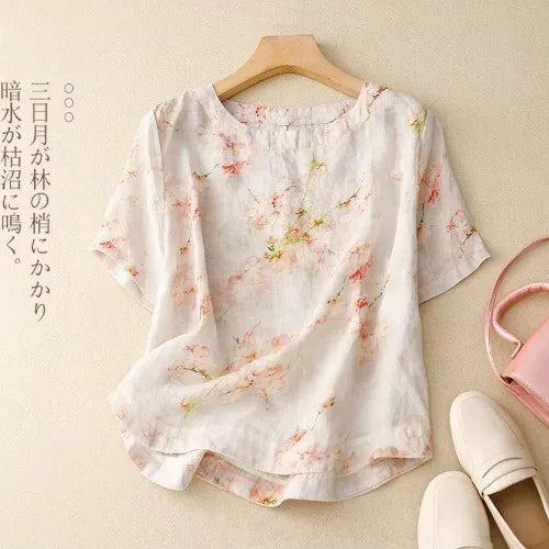 Botanical Print Cotton Linen Half Sleeve Shirt - product image 7 - unknown