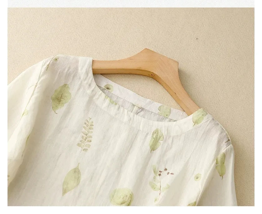 Botanical Print Cotton Linen Half Sleeve Shirt - product image 8 - unknown