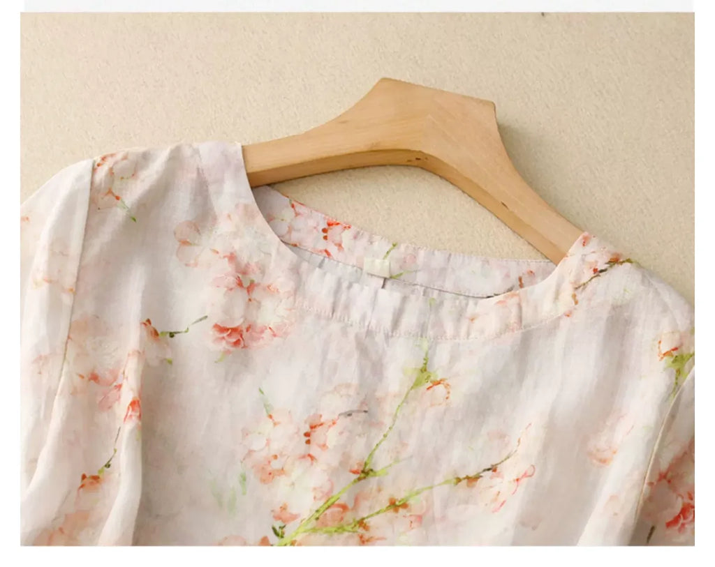 Botanical Print Cotton Linen Half Sleeve Shirt - product image 9 - unknown