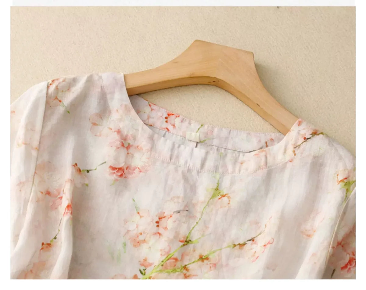 Botanical Print Cotton Linen Half Sleeve Shirt - product image 9 - unknown