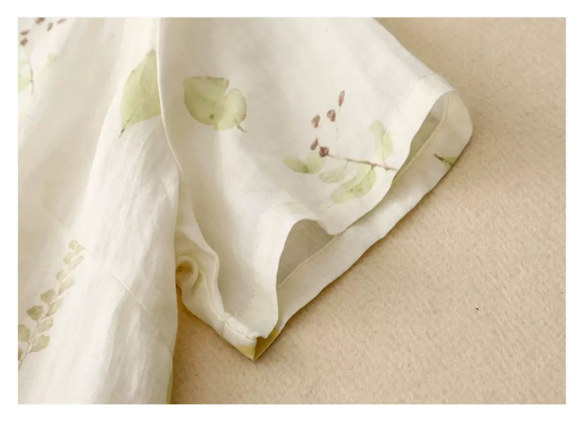 Botanical Print Cotton Linen Half Sleeve Shirt - product image 12 - unknown