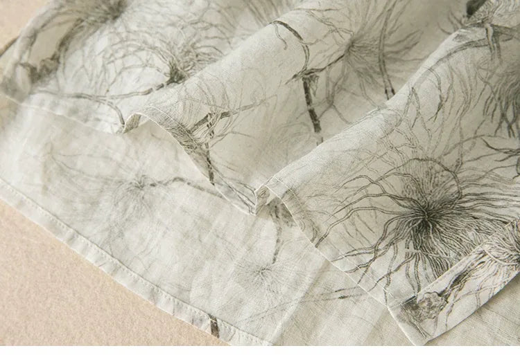 Botanical Print Yoke Detail High-Low Hem Shirt