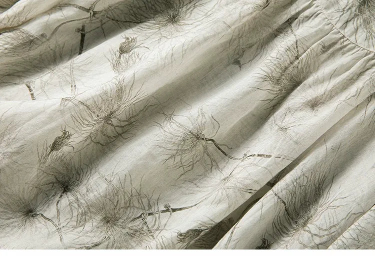 Botanical Print Yoke Detail High-Low Hem Shirt