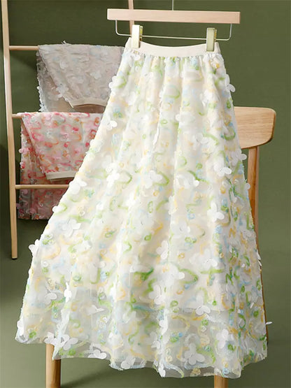 Fairycore Eleganter 3D-Schmetterlings-Netzrock mit hohem Bund