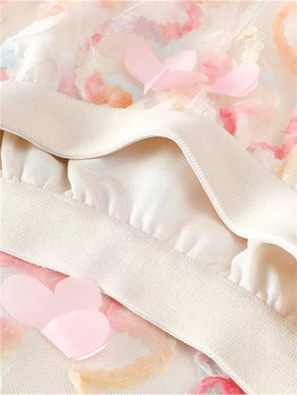 Fairycore Eleganter 3D-Schmetterlings-Netzrock mit hohem Bund