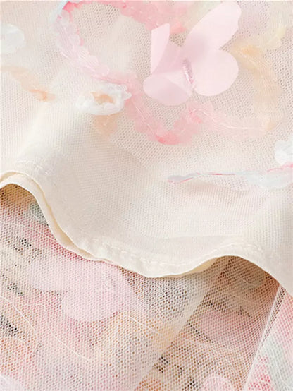 Fairycore Eleganter 3D-Schmetterlings-Netzrock mit hohem Bund