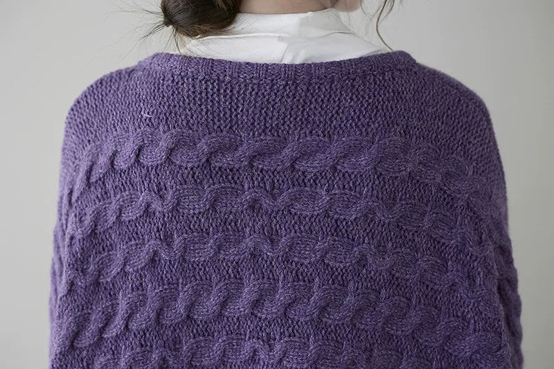 Cable-Knit Oversized Cardigan with Patch Pockets