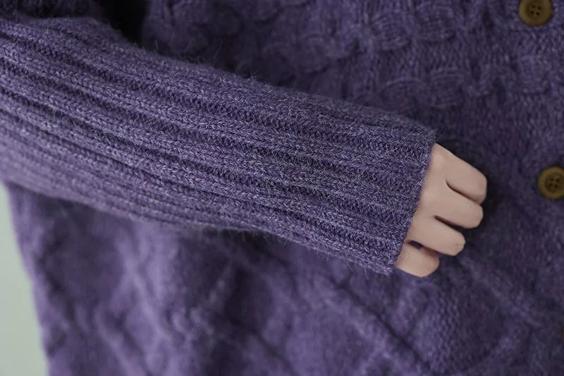 Cable-Knit Oversized Cardigan with Patch Pockets